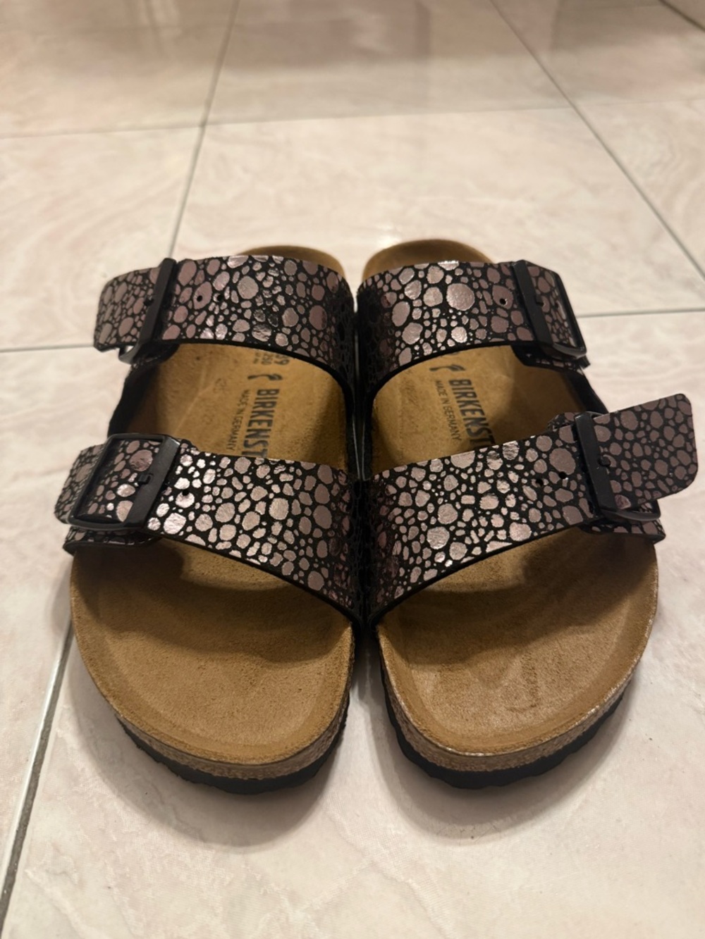 Birkenstock Metallic Pebble Two-Strap Sandals